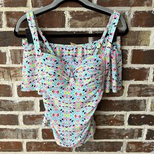 Gibson Latimer White Abstract Tankini Two Piece Size Small Top Medium Bottoms